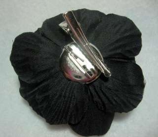 Black Camellia Flower Hair Clip and Pin Back Brooch  