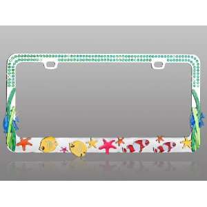   Crystals with Colorful Sea Fish License Plate Frame 
