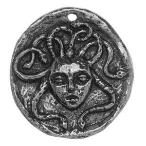   Studios Pewter Medusa Coin Pendant 26mm (1) Arts, Crafts & Sewing
