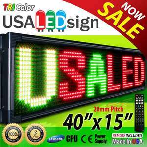 SCROLLING PROGRAMMABLE LED 3 COLOR MESSAGE SIGN 40X15  