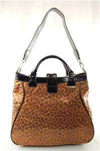  Michael Kors Safari Leather Leopard Large Satchel Bag Purse  