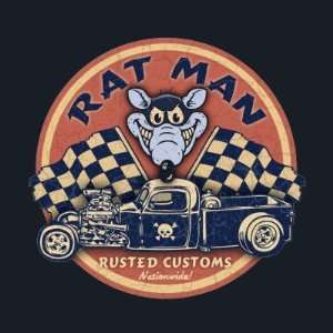  Rat Man Rusted Customs Round Sticker 