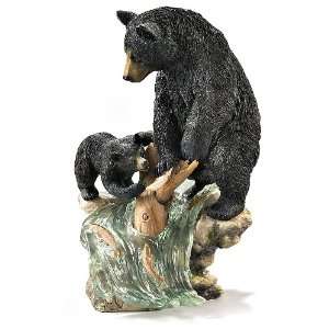  Black Bear Fishing Statue