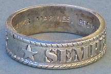   Sterling Silver Finger Ring w. Marine Corps Motto & Device  