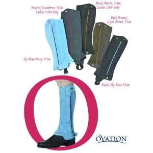  Ovation Elite Amara Ribbed Half Chap   Childrens DkBrn LtB 