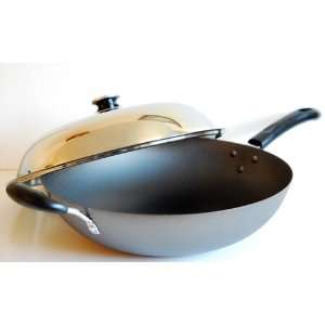  IKEDA 13.5 inch Iron Wok w/ Stainless Steel Cover, Single 