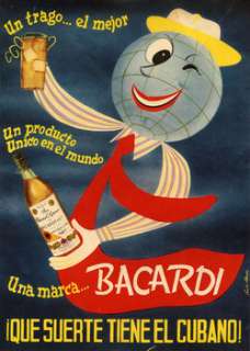 1940s Cuba Bacardi Rum Original Vintage Ad  