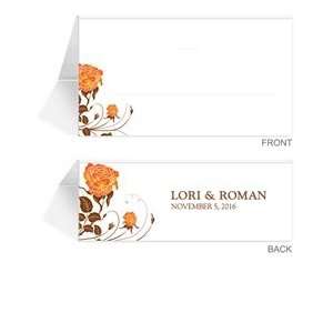  50 Personalized Place Cards   Rose Orange & Coco Creme 