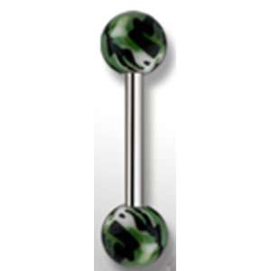 Surgical Steel Tongue Ring Piercing Barbell with Camouflage Design 
