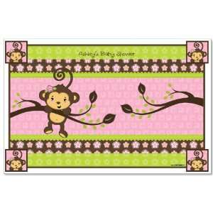    Monkey Girl   Personalized Baby Shower Placemats Toys & Games