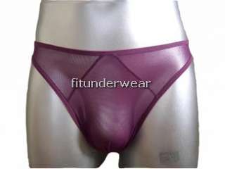 Mens Spandex Thong Underwear C ThruPurple S L#TH104  