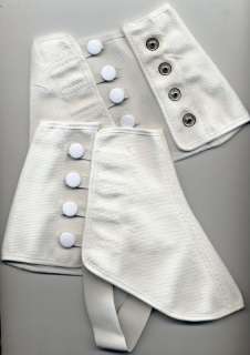   Canvas Spats Soft Shoe Cover White Buttons Elastic Under Shoe  