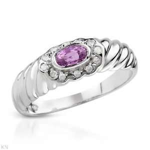 Ring With Precious Stones   Genuine Diamonds and Sapphire Made of 14K 