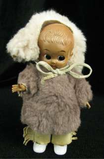 Vintage Celluloid Sleepy Eyes Baby Doll Native Eskimo  
