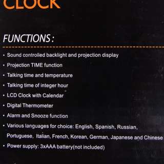 NEW Sensor Talking Projection Alarm Sound Control Clock  