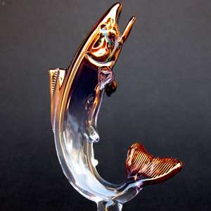 Rainbow Trout Fly Fishing Fish Figurine of Blown Glass  