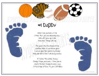 Sports Baby Footprints New Daddy Gift Footsteps of Love  