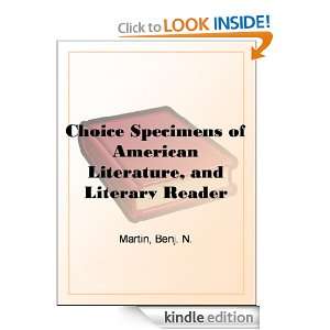 Choice Specimens of American Literature, and Literary Reader Being 