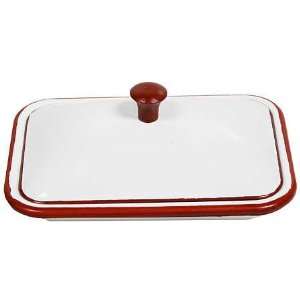  Retro Vintage look White with Red Trim Enamelware Soap 