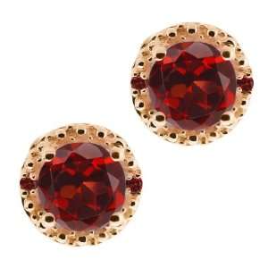   Red Garnet Gemstone Gold Plated Argentium Silver Earrings Jewelry
