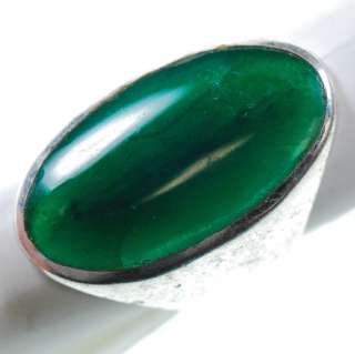 Vintage Sterling Silver   Large Oval Malachite   Ring (8) XB276  
