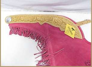 Leather WOMEN Riding pink SUEDE Chaps Showmans med NEW  