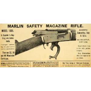  Ad Marlin Safety Magazine Rifle Model 1889 Guns Firearms Winchester 