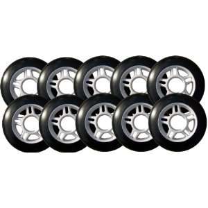  Black / White Inline Skate Wheels 84mm RACING 10 Pack 