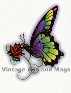 Temporary Tattoo Glitter Butterfly with Rose Design Ink  