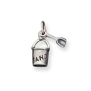  Sterling Silver Antiqued Sand Bucket and Shovel Charm 
