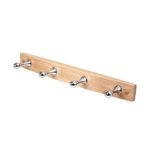    Spectrum 52270 Squire 4 Peg Wood Rack, Chrome Pegs