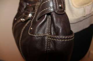 TIGNANELLO L Chocolate Brown Leather Belted Hobo Shoulder Bag Handbag 