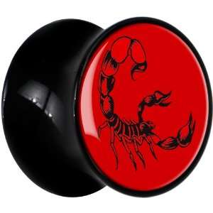  13mm Black Acrylic Red Black Scorpion Saddle Plug Jewelry