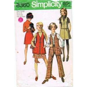  Simplicity 8360 Sewing Pattern Juniors Jumper Vest Skirt 