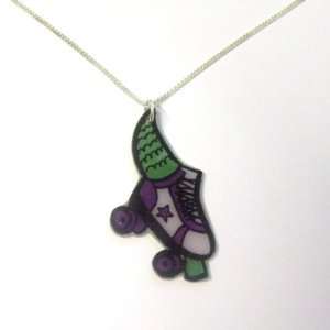    plated base Purple Roller Skate Necklace (18 inch chain) Jewelry