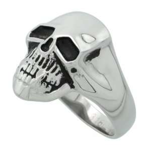  Surgical Steel Full Skull Ring 13/16 in. (21mm) wide, size 