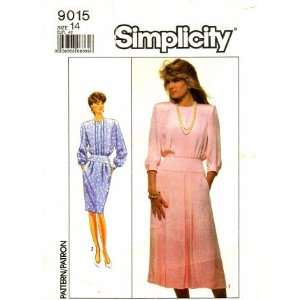  Simplicity 9015 Sewing Pattern Misses Dress Pleats Size 14 