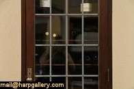 Arts & Crafts Oak Cabinet, Leaded Glass Door  