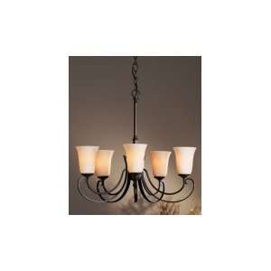   10 ZW35 Scrolls 5 Light Mini Chandelier in Black with Soft Amber glass