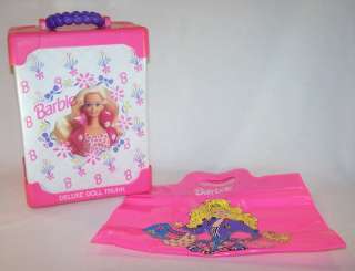 1994 Barbie Deluxe Doll Trunk Case Closet Holds 2 Dolls Pink Tote Bag 