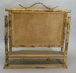 Rare Victorian Era Rattan Bamboo Mirrored Vanity Shaving Cabinet c 