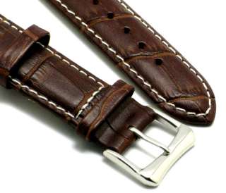   Brown/White Quality leather watch Band fits Tissot Longines  