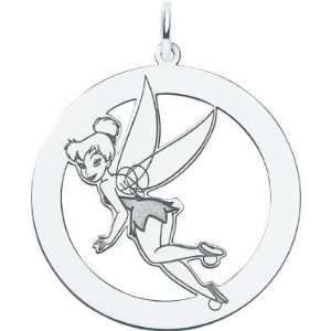  Sterling Silver Disney Tinker Bell Round Charm Jewelry