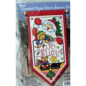  Counted Cross Stitch Banner Kit Joan Elliott Santa Design 