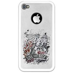   or 4S Clear Case White Live For Rock Guitar Skull Roses and Flames