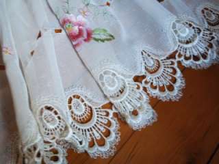 Pink Rose Embroidery Lace Sheer Curtain Valance 37x148  