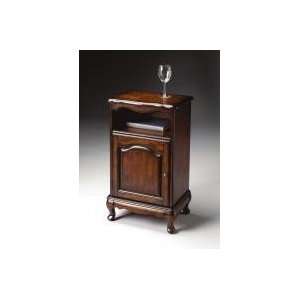 Wood and Antique Brass Telephone and Night Stand Cabinet by Butler 