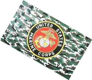 USMC Marine Corps Flag Caouflage w Emblem Crest Eagle Globe Anchor 