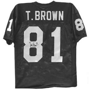 Tim Brown Autographed Black Custom Pro Style Jersey 
