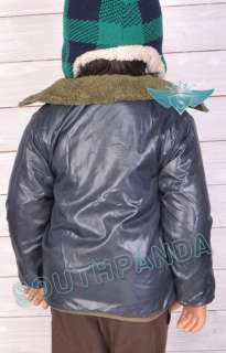 KC049 Deep Blue Dark Green Boys Zipper Warm Tops Coat Beamish Double 